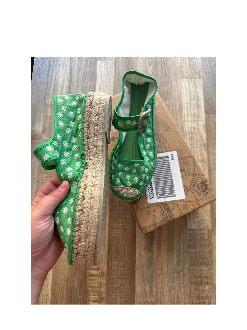 Free People Green Polka Dot Espadrille Mary Jane Flats - Picture 3 of 6